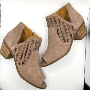 Lucky Brand LK-Bahrie‎ Titanium Oiled Suede Shootie Womens Size 9M Shoes Taupe